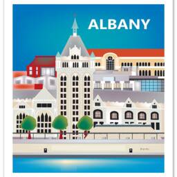 Albany Skyline Art, Ny Print, Wall Travel Art Gift, Nursery, Upstate New York Art Print Style E8-O-Albany - thumbnail 3