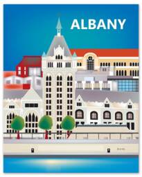 Albany Skyline Art, Ny Print, Wall Travel Art Gift, Nursery, Upstate New York Art Print Style E8-O-Albany - thumbnail 1