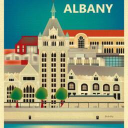 Albany Skyline Art, Ny Print, Wall Travel Art Gift, Nursery, Upstate New York Art Print Style E8-O-Albany - thumbnail 2