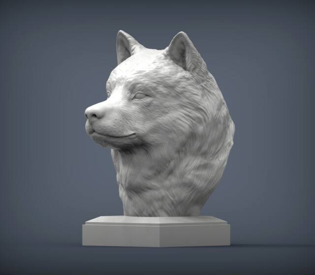 3D Printed Alaskan Malamute Bust Pet Memorial Dog Figurine - image 1