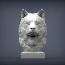 3D Printed Alaskan Malamute Bust Pet Memorial Dog Figurine - thumbnail 3