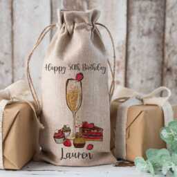 Personalised Bottle Bag, Birthday Girls Gift, Wine Bottle 18Th 21st 30Th 40Th 50Th 60Th Birthday, Friend - thumbnail 2