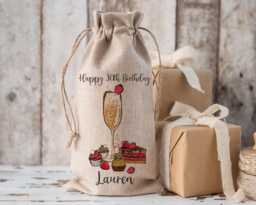 Personalised Bottle Bag, Birthday Girls Gift, Wine Bottle 18Th 21st 30Th 40Th 50Th 60Th Birthday, Friend - thumbnail 1