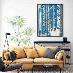Centre Pompidou France Modern Architecture Art Print - Graphic Illustration Abstract Poster Minimalist Beaubourg - thumbnail 2