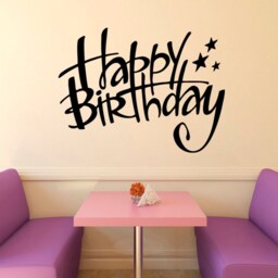 Custom Order Wording + 25 Stars Free Shipping Wall Decals Happy Birthday Lettering Design Vinyl Sticker Kid Nursery Room Decor M206 - thumbnail 2