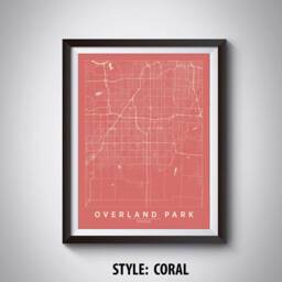 Overland Park Ks Map Print 1940S Style Wall Art - thumbnail 3