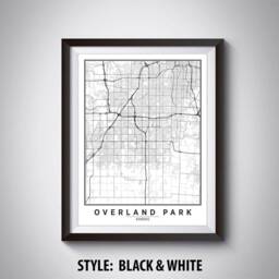 Overland Park Ks Map Print 1940S Style Wall Art - thumbnail 2