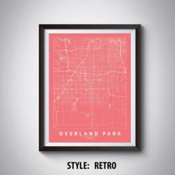Overland Park Ks Map Print 1940S Style Wall Art - thumbnail 4