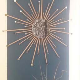 Sun Mirror ~ Wood Large Sun Round Mosaic - thumbnail 4