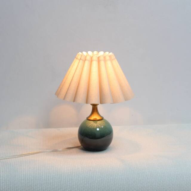 Handmade Oatmeal Fabric Lamp With Ceramic Base - image 1