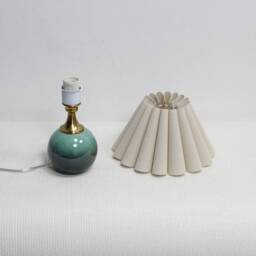 Handmade Oatmeal Fabric Lamp With Ceramic Base - thumbnail 3