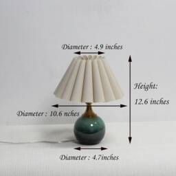 Handmade Oatmeal Fabric Lamp With Ceramic Base - thumbnail 2