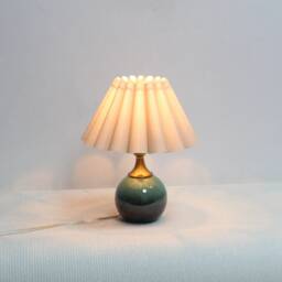 Handmade Oatmeal Fabric Lamp With Ceramic Base - thumbnail 1