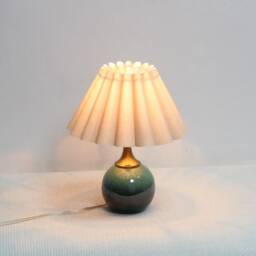 Handmade Oatmeal Fabric Lamp With Ceramic Base - thumbnail 4