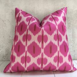 Handwoven Silk Ikat Pillow Cover, Modern Decorative Cushion - 20x20 - thumbnail 2