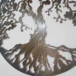 Rustic Tree Of Life Metal Wall Art Antique Gold Finish - 60 cm - thumbnail 3