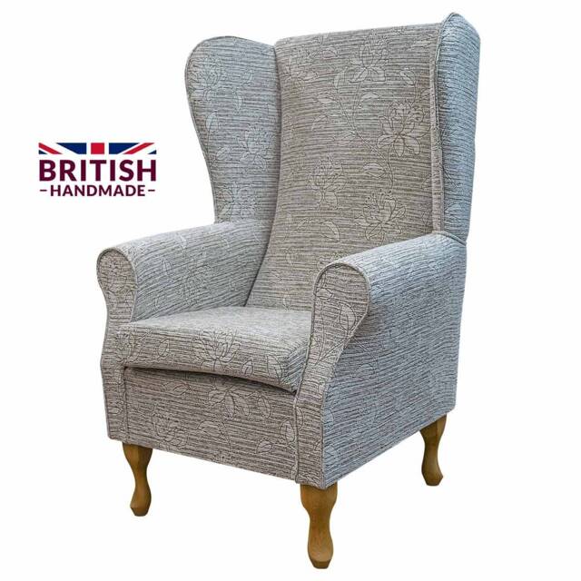 Handmade Floral High Back Armchair Beige Fireside Accent Chair - image 1