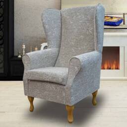 Handmade Floral High Back Armchair Beige Fireside Accent Chair - thumbnail 3