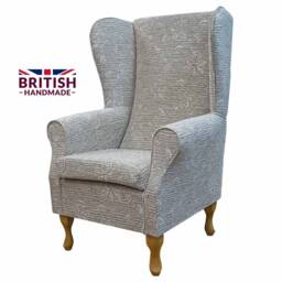 Handmade Floral High Back Armchair Beige Fireside Accent Chair