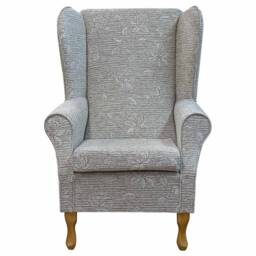 Handmade Floral High Back Armchair Beige Fireside Accent Chair - thumbnail 2