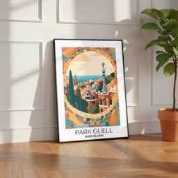 Park Guell Barcelona Print, Gaudi Architecture Spain Travel Poster, Europe Kitchen Wall Art, Glossy Print - thumbnail 3