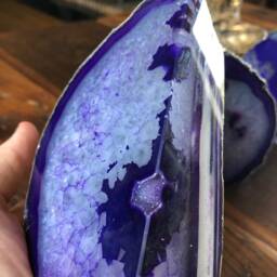 Purple Agate Silver Edge Microcrystalline Quartz Premium Bookends Ornament Gift Pair - thumbnail 3
