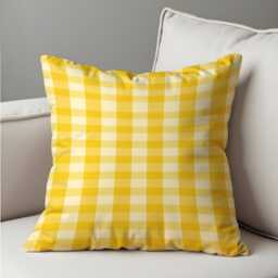 Yellow Gingham Cushion Cover, Bright Farmhouse Check Pillow Case, Country Cottage Decor - thumbnail 4