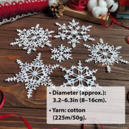 Crochet Snowflakes Set Of 6 Handmade Christmas Ornaments, Made To Order - thumbnail 2