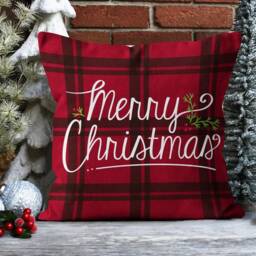 New Year Pine Tree Cushion Cover/Merry Christmas Pillow Case/Dogs Santa Claus Hat Cover/Design Square Living Room Decor - thumbnail 4