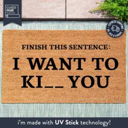 Funny Joke Mat - Finish This Sentence Doormat Welcome Personalised Housewarming Gift - thumbnail 1