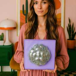 "Melting Bubbles Disco Ball 3D Resin Wall Art - Lavender Disco Ball Sculpture Funky Dopamine Decor Kitschy Decor- 12""x12" - thumbnail 3