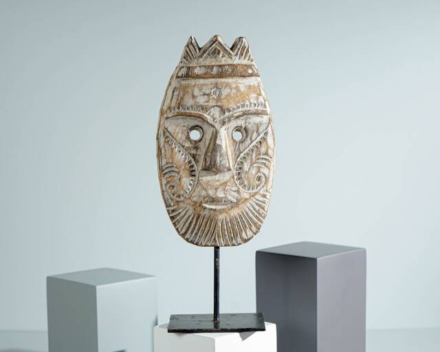 Mask Of Timor Wall Decor, On Stand, Ceremonial Statue, Sculpture, Traditional Art, Home Decoration, Halloween Appreciated Gift - image 1