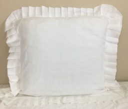 White Linen Sham Cover With Pleated Ruffles, Neatly Ruffle Pillow Cover - thumbnail 1
