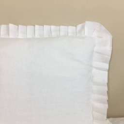 White Linen Sham Cover With Pleated Ruffles, Neatly Ruffle Pillow Cover - thumbnail 2