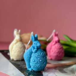 Cute Easter Bunny Soy Wax Candle - Spring Home Decor Aesthetic Handmade Candles Colourful - thumbnail 2