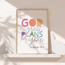 Set Of 6 Bible Verse Prints, Christian Wall Art, Nursery Rainbow Girls Bedroom Decor, Boys Decor - thumbnail 2