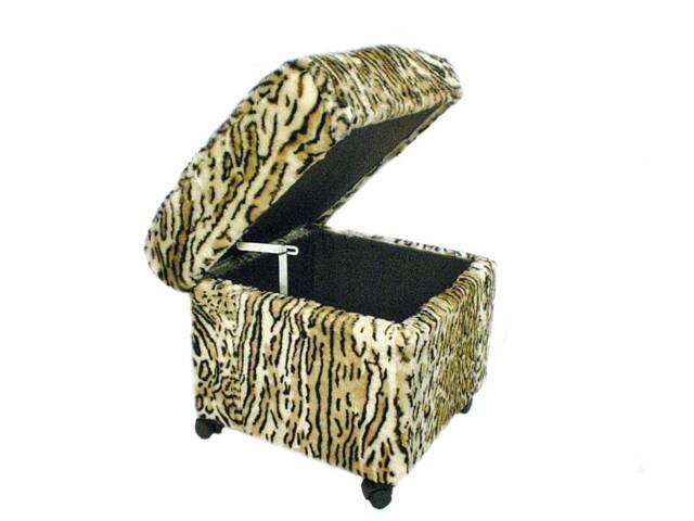 Fur Stool On Wheels, Seat Stool, Fur Leolook - image 1