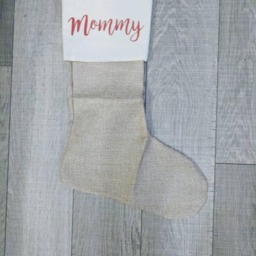 Personalized Stocking, Classic Stocking, Red White Stockings, Christmas, Matching Family Burlap Stockings - thumbnail 2