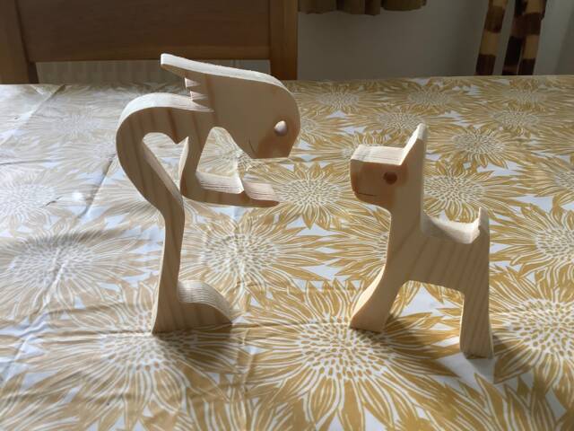 Pet Sculpture. Woman With Dog. Gift. Mother's Day. Birthday. Wooden. Pinewood. Animal Lover Free P&p - image 1