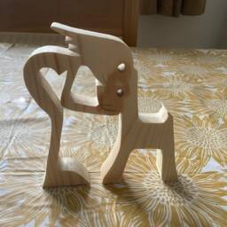 Pet Sculpture. Woman With Dog. Gift. Mother's Day. Birthday. Wooden. Pinewood. Animal Lover Free P&p - thumbnail 2