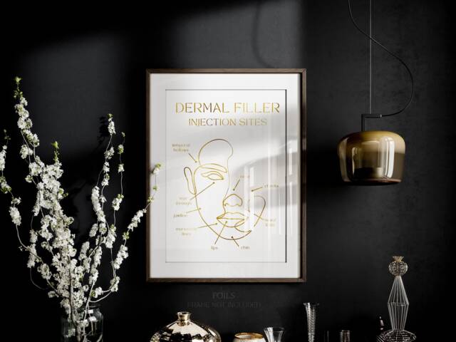 Dermal Filler Injection Sites Print For Aesthetic Clinic Decor, Foil Poster Wall Art, A4 Beauty Salon Information Sign, Nurse Gift - image 1