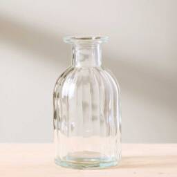 Vintage Style Glass Bud Vases Dotty Onion, Ribbed, Tall Clear - Set Of 3 - thumbnail 3