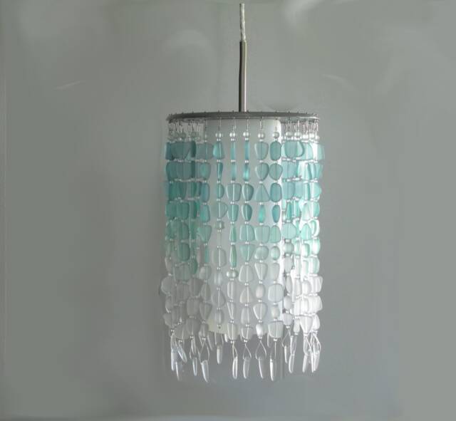 Handcrafted Sea Glass Pendant Light - Coastal Kitchen Lighting - image 1