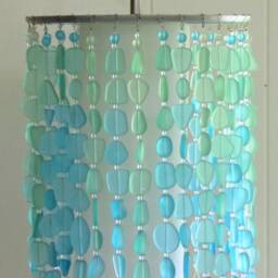 Handcrafted Sea Glass Pendant Light - Coastal Kitchen Lighting - thumbnail 2