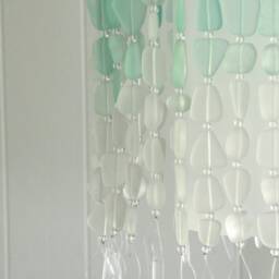 Handcrafted Sea Glass Pendant Light - Coastal Kitchen Lighting - thumbnail 4
