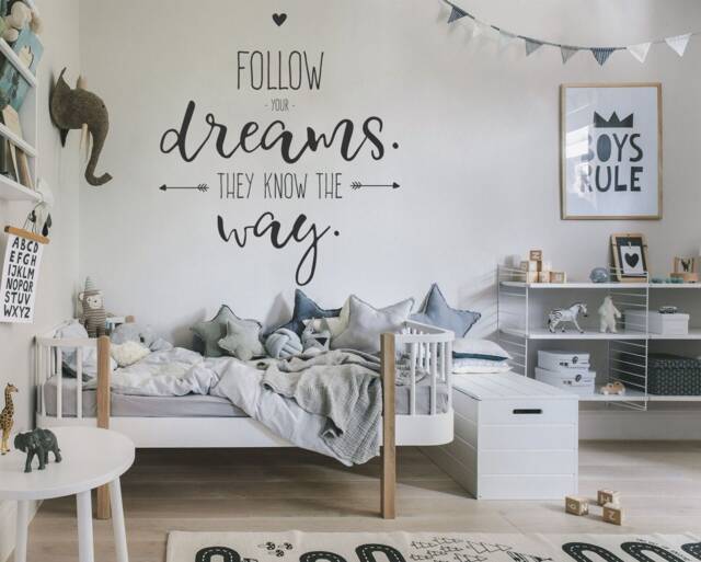 Follow Your Dreams Wall Decal Kids Room Decor, Quote Sticker - image 1