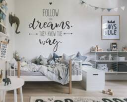 Follow Your Dreams Wall Decal Kids Room Decor, Quote Sticker - thumbnail 1