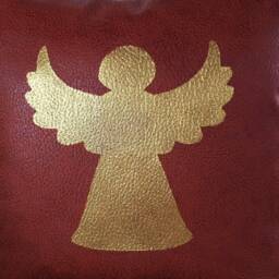 Gold Angel Terracotta Vegan Leather Pillow Cover - Modern Christmas Decor - thumbnail 3