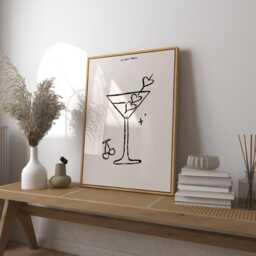 Retro Hearts Cocktail Illustration Print, Trendy Kitchen Wall Art - thumbnail 1