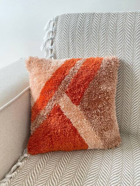 12x12 Hand Tufted Punch Needle Mini Pillow Cover, Decorative Fluffy Cushion Cover, Boho Y2K Throw Cover, Elegant Home Decor - image 1